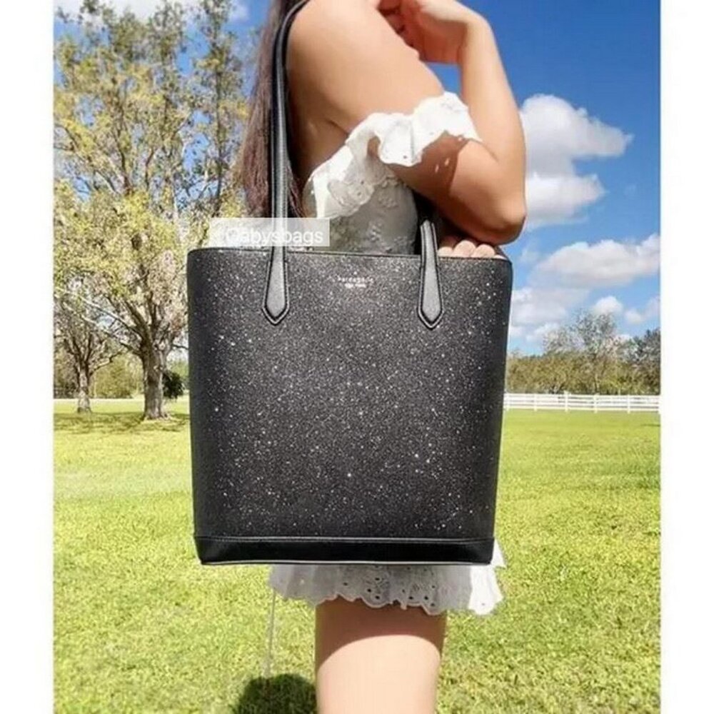 Kate Spade Women Bag Glitter Fabric Tinsel Tote K9338-001 - Picture 4 of 4